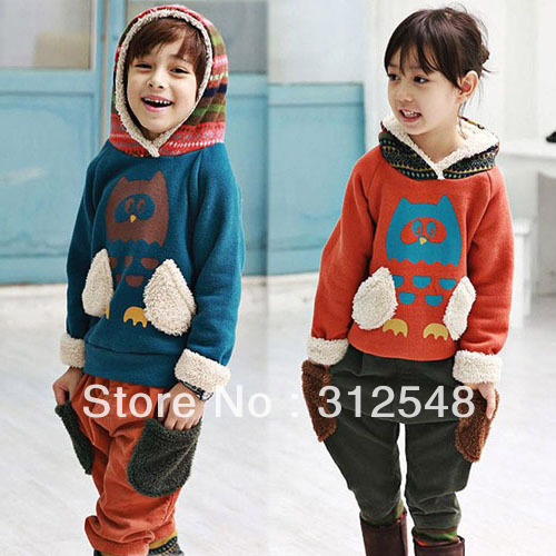 ZY033 New Toddler  Boy Girl Long-Sleeve Cotton sweater Kid's Hoodie Coat Set "Owls